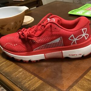 Under Armour Red and White HOVR Sneakers